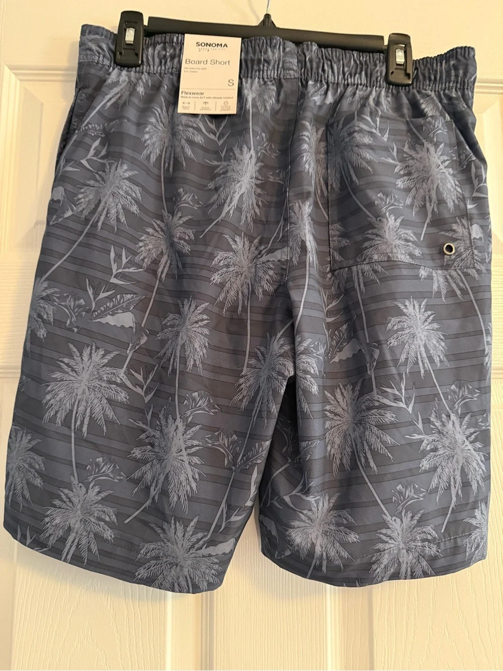 New w/Tags Sonoma Navy Palm-Print Swim Shorts